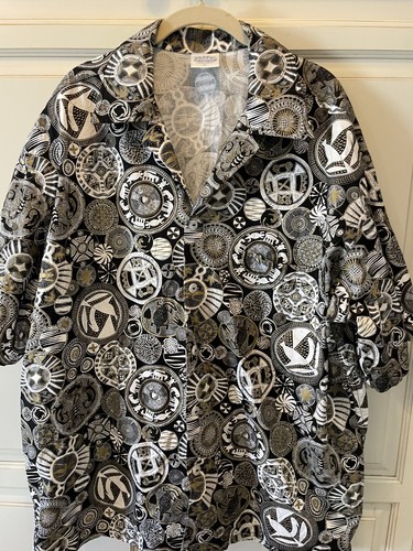 Alohaland.com Men’s Hawiian Shirt Size XL 1 Pocket Sea Creatures Black/White USA