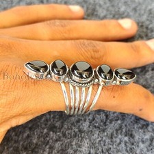 Black Onyx Natural Gemstone 925 Silver Handmade Delicate Women Rings B 255