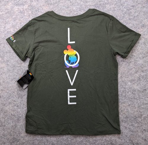 T shirt Disney Parks Pride Collection verde ricamato tasca manica corta amore - Foto 2 di 10