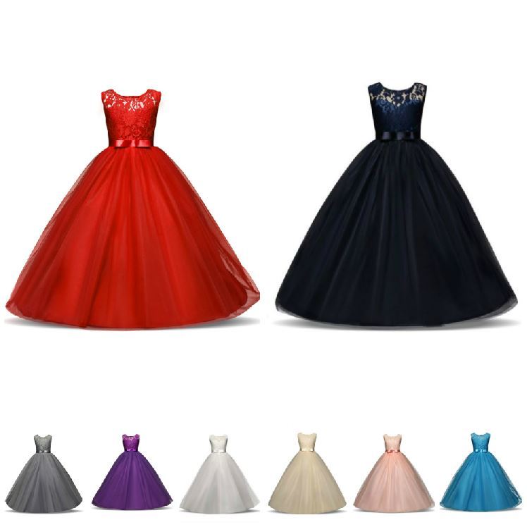 Adolescente Sin Mangas Dama de honor Niñas Vestido Capas Encaje Boda Fiesta Niños Ropa