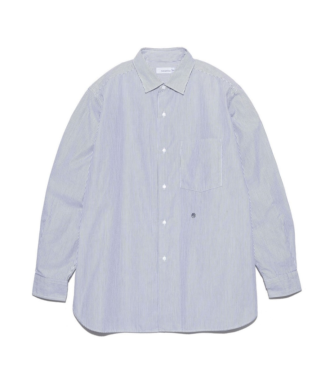 ASK availability First) nanamica Regular Collar Stripe Wind Shirt