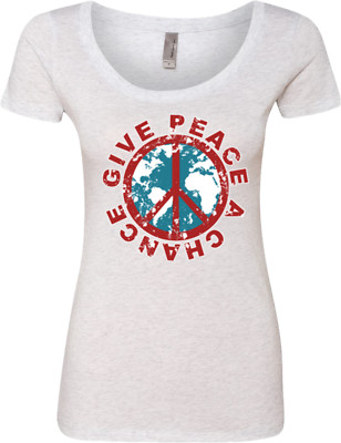 Buy Cool Shirts Ladies Peace T-shirt Give Peace a Chance Scoop Neck