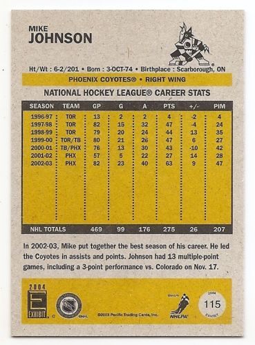 03/04 PACIFIC EXHIBIT YELLOW BACKS PARALLEL Hockey (#101-150) U-Pick From List - Picture 16 of 49