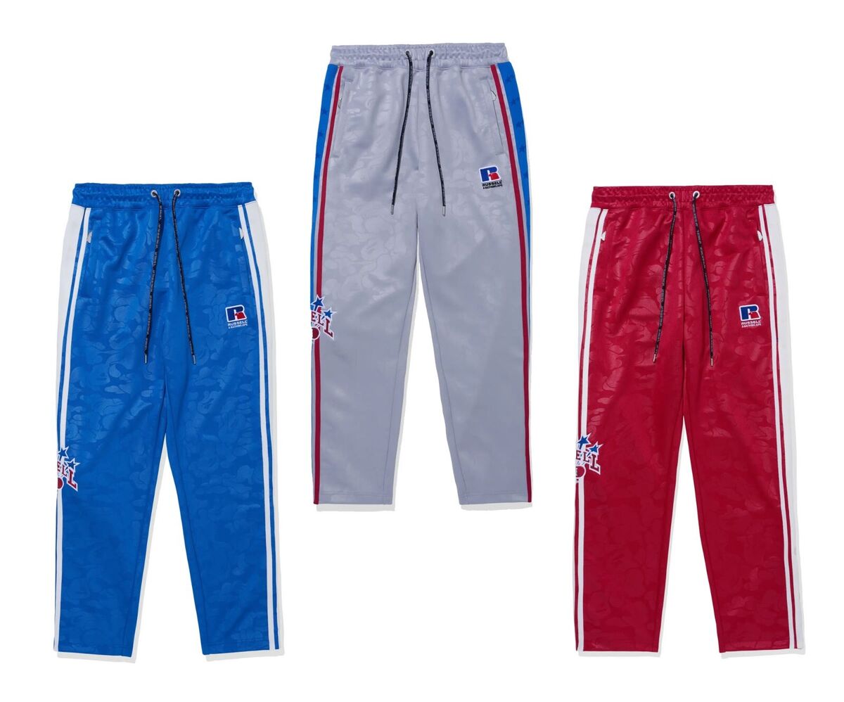 A BATHING APE Men's BAPE x RUSSELL TRACK PANTS 1J73152911 b A BATHING APE Men's BAPE x RUSSELL TRACK PANTS 1J73152911 b