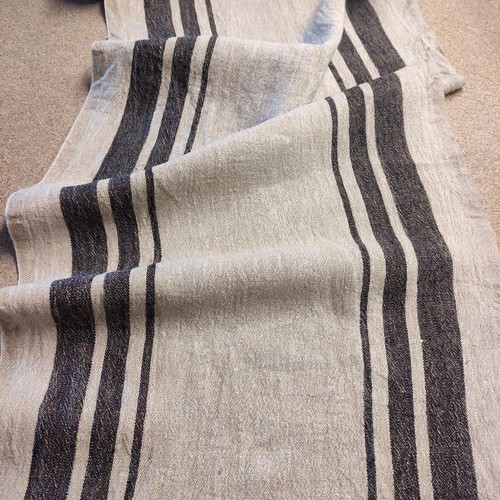 100% linen fabric - heavy french belgium flax dense - striped sack weave linen - Picture 52 of 58