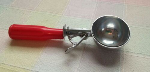 Vintage Ice Cream Scoop Red Plastic Handle 1950's Kitchen Utensil - Picture 2 of 5