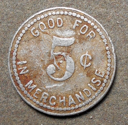 C729 Stanford, Ills., W.F. Dossett Good For 5c In Merchandise. Aluminum, 20mm - Picture 2 of 2