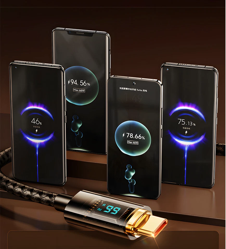 USB C to USB C Cable 100W PD Fast Charging Cord Type-C Charger with LED Display - Image 4 of 4