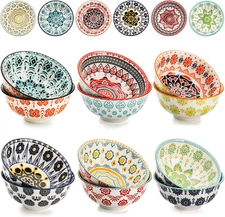 Cedilis 12 Pack Small Ceramic Bowls, Colorful Porcelain Ice Cream Bowl, 10 Fl-Oz