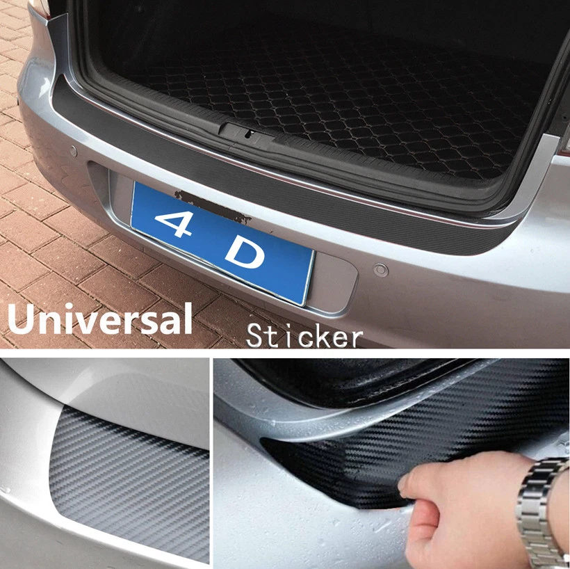 🔥1PC Accessories Carbon Fiber Car Rear Guard Bumper 4D Sticker Panel Protector Foto 4 de 4