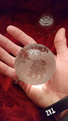 Beautiful Genuine Crystal World Globe Earth Sphere Etched Frosted Glass Ball - Picture 8 of 12