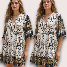 Italy Oversized Hippie Boho Hängerchen Tunika Sommer Kleid  Schwarz 40 42 44