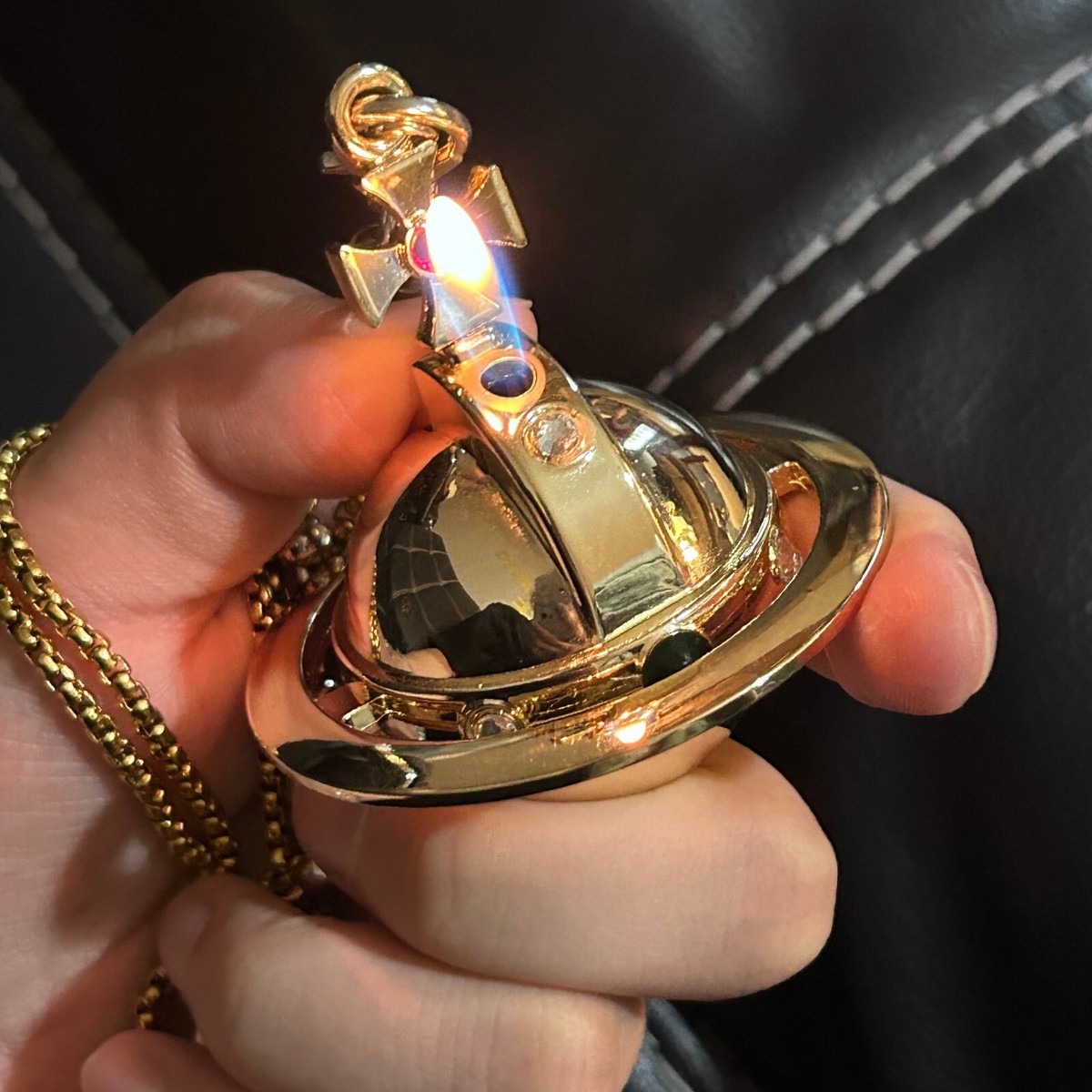 Vivienne Westwood Orb Lighter Pendant Neckalce Two Orbs