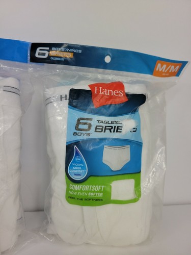 Hanes Boys Comfort Soft White Tagless Briefs 18 pair M 10-12 (3 pkg of 6 prs) - Picture 4 of 9