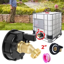 2"  275-330 Gal IBC Tote Water Tank Hose Adapter Brass Fittings Valve Connector