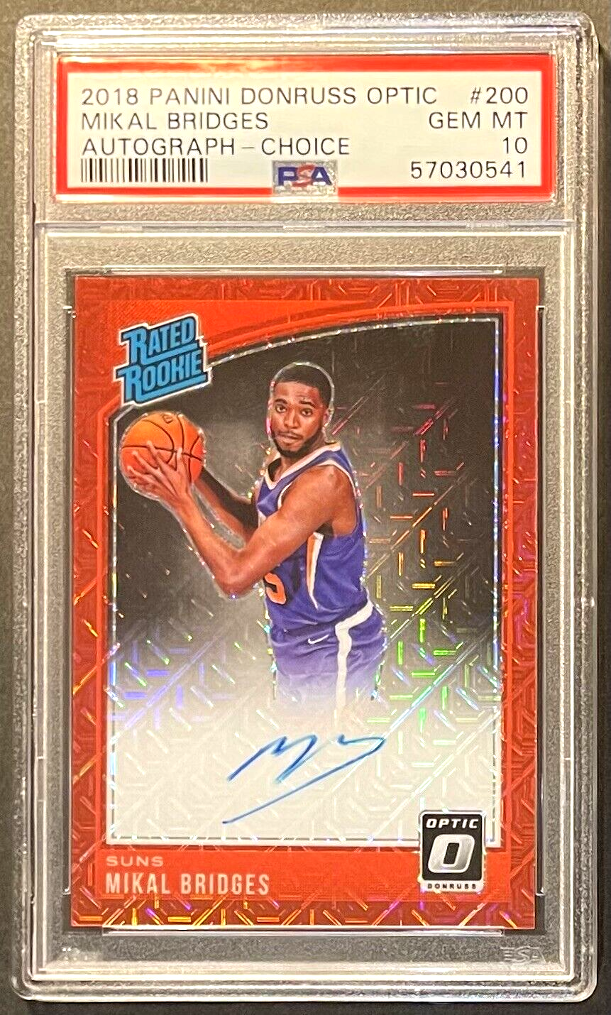 PSA 10 ) Mikal Bridges Donruss Optic RC #200 On Card Auto Choice