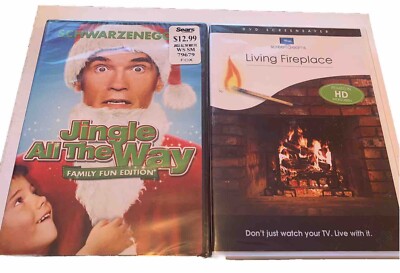 Jingle All The Way (Family Fun Edition) & HD Living Fireplace DVD Duo Both NEW