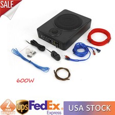 600W Slim Under-Seat Subwoofer Powered Car Truck Sub w/ Amp Kit Speaker 8" New