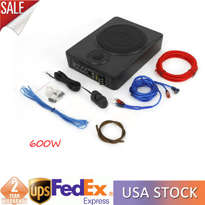 600W Slim Under-Seat Subwoofer Powered Car Truck Sub w/ Amp Kit Speaker 8'' New