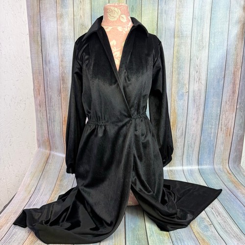 Halston IV Dorian Black Long Dress Wrap Size 10 Union Made Studio 54 1970s VTG - Picture 15 of 20