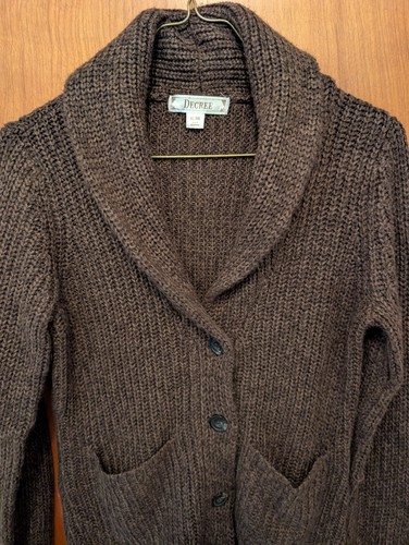 Decree Brown Thick LS Cardigan Sweater Women's Size XL Buttons Fall Winter EUC - Picture 2 of 6