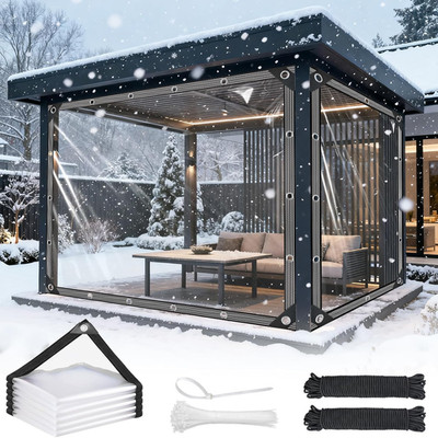 Clear Tarps Heavy Duty Waterproof - 8X16Ft Clear Tarps with Grommets - 14Mil Thi