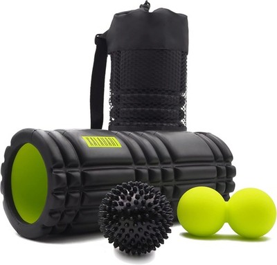 Schaumstoff Roller Set 3 in 1 mit Muskel Massagerolle, Erdnuss & Stachelball,