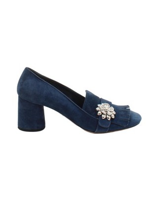 Prada Damen Heels UK 6,5 Blau 100% Wildleder Court