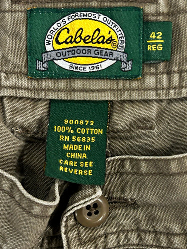 Cabela's Outdoor Gear Men's Green Cargo Pants 42 Regular Cotton Straight Canvas