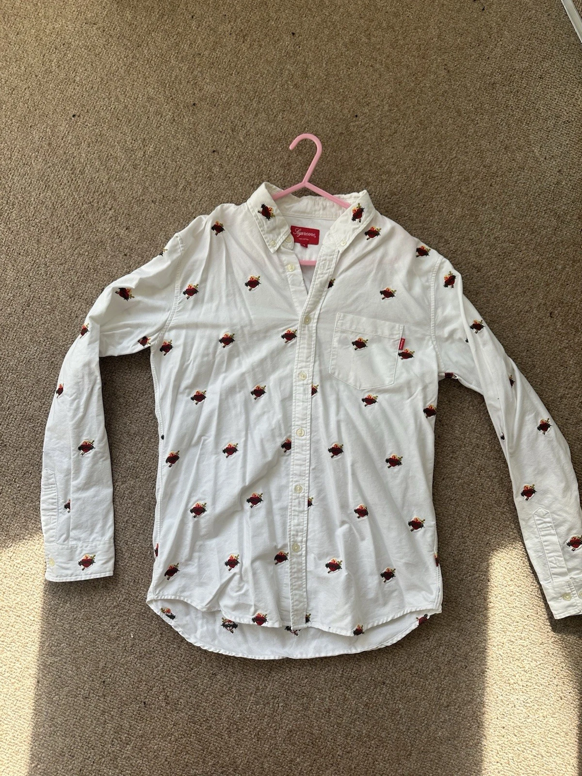 Chemise Oxford Supreme Sacred Hearts   Blanc   FW17 rare logo top box