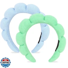 AMCAMI Puffy Spa Headband for Women Sponge Headbands for Girls 2 