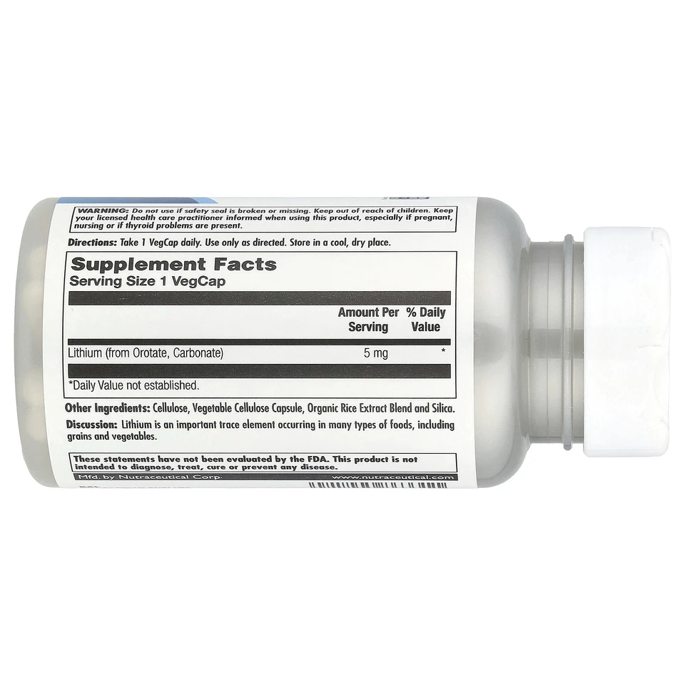 Orotato de litio, 5 mg, 120 cápsulas vegetales Foto 2 de 2