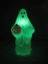 VTG 1995 Empire 9" Halloween Ghost Carrying Pumpkin Lighted Tabletop Blow Mold