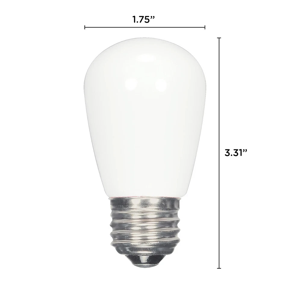 Satco S9175 - 1.4 Watt LED S14 Decorative White Sign Light Bulb - 2700K (6 PK) - Image 3 of 4