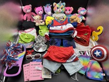 Build a Bear Clothing  Accessory Lot- 40 Items. Skateboard, cheerleader, santa