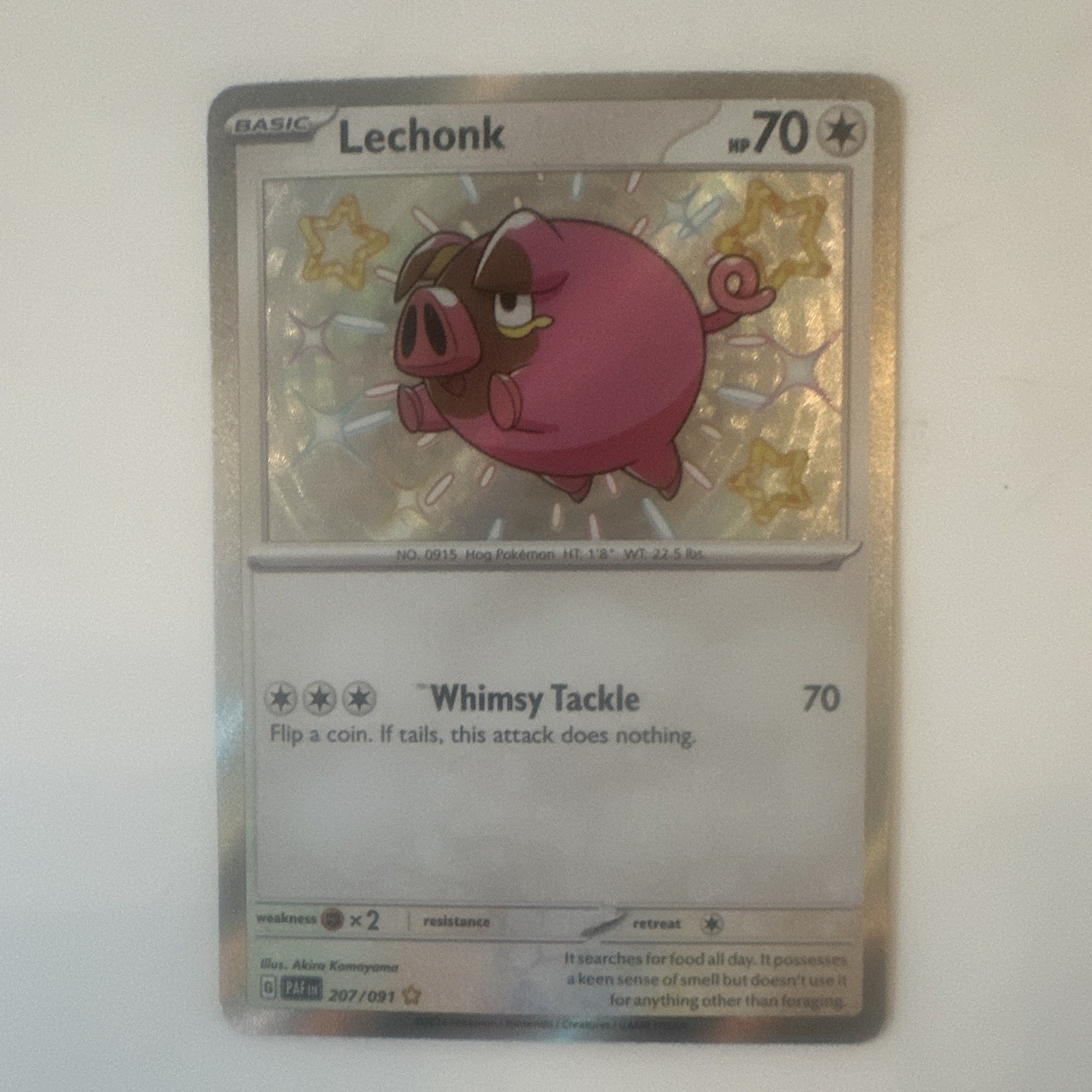 Pokemon Lechonk Shiny Rare Holo SV Paldean Fates Card 207/091