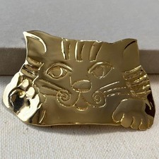 Cat Hair Barrette Gold Large Clasp Vintage Used