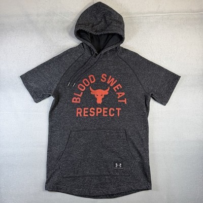 Under Armour Project Rock Short Sleeve Hoodie Mens Medium Gray The Rock Bull