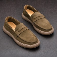 Fashion Men's Casual Soft Leather Slip on Loafers Round Toe Suede Driving Shoes
