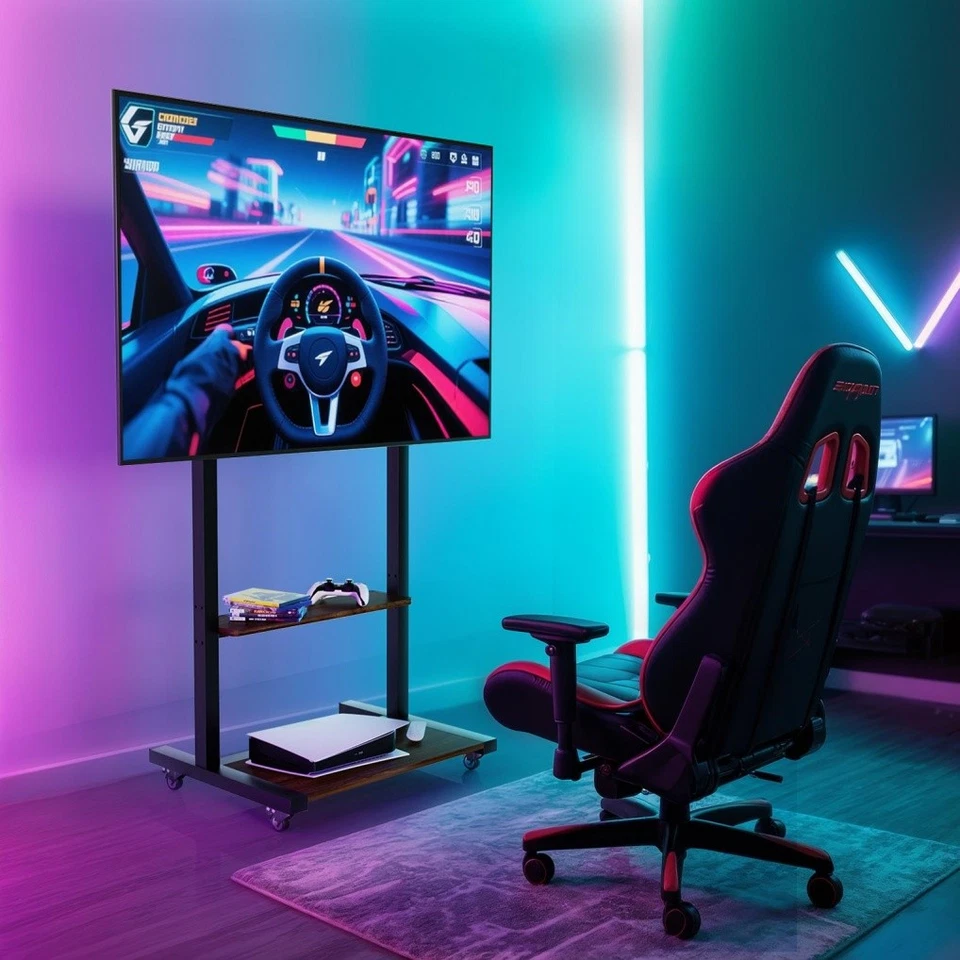 Soporte de piso para TV enrollable XXL de 40-86" pantalla LCD LED carro de TV montaje altura ajustable Foto 4 de 4