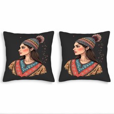 Colorful Floral Pattern Throw Pillow Covers-Set of 2 Square Cushion Cases18x18in