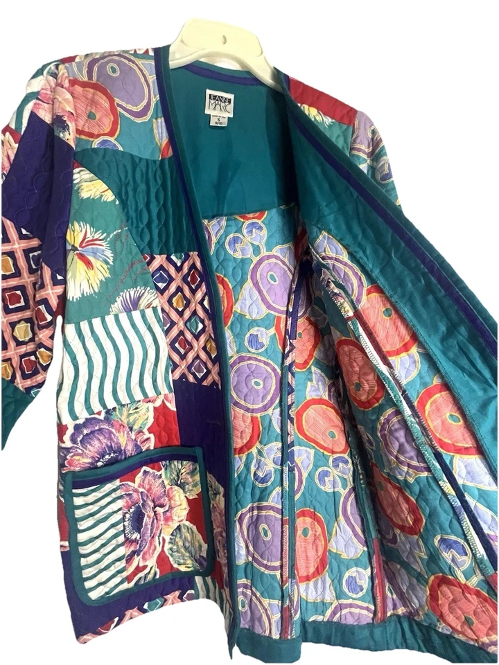 Chaqueta Blazer Jeanne Marc Vintage Multicolor Acolchada TALLA 8/10 Art to Wear Foto 2 de 4