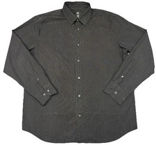 Calvin Klein CK Mens Button Up Long Sleeve Dress Shirt SZ L Black  White Stripe