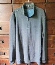IZOD SALTWATER Sweater Mens XL Gray Grey Fleece Pullover Relaxed 1/4 Zip