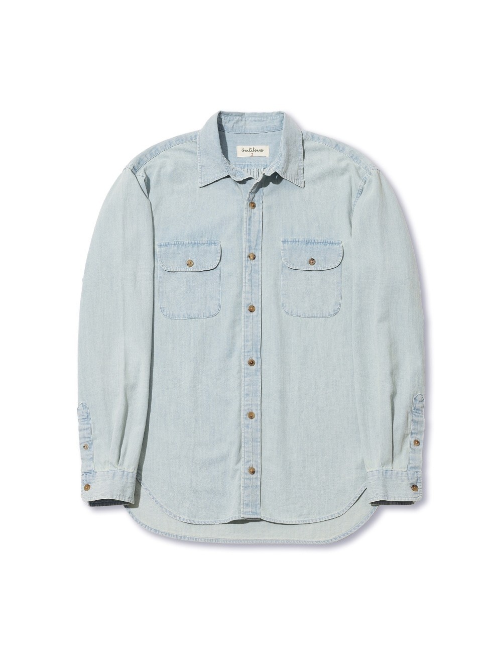[New] Sentibones Two Pocket Denim Shirts - Pale Blue