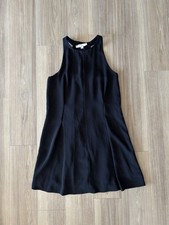 Ann Taylor LOFT Dress Black Mini Racerback Chiffon Women XS 90s Mod Career