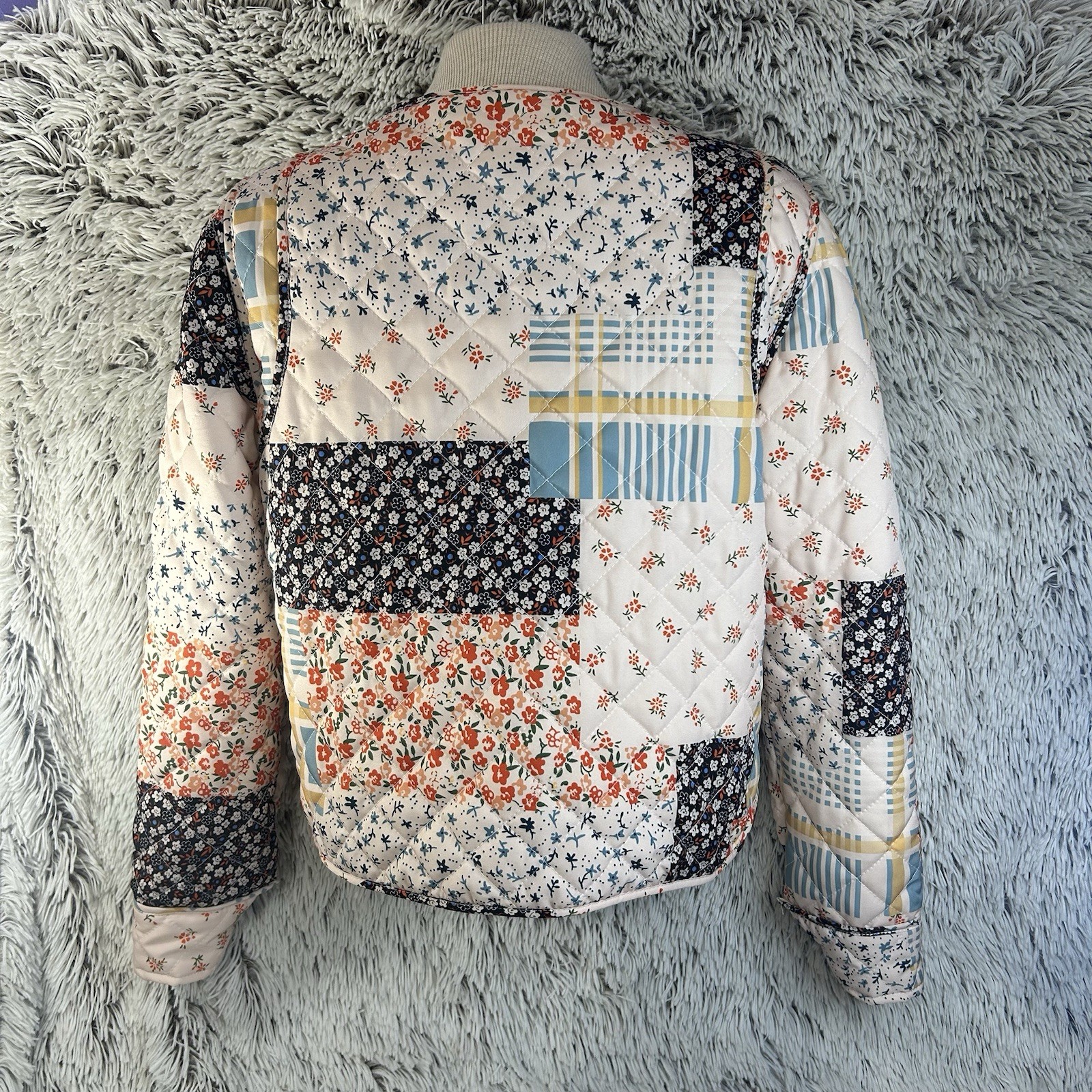 Quilted Patchwork Jacket Medium Floral Print Boho… - image 6