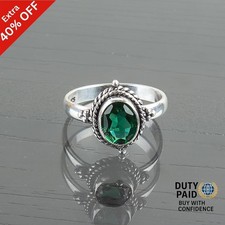 Valentines Sale Green Emerald Gemstone 925 Sterling Silver May Band Ring Jewelry