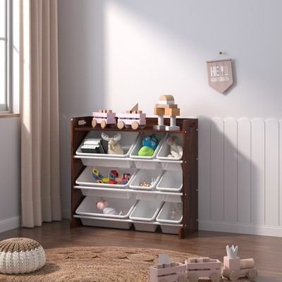 3 Ebenen Kinder Spielzeug Aufbewahrung 9 Boxen Schubladen Kinderregal Kinderzimmer Spielen