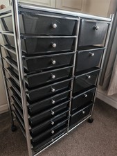 Drawer Trolley Storage Unit Organiser On Wheels For Office, Craftig Rack Black